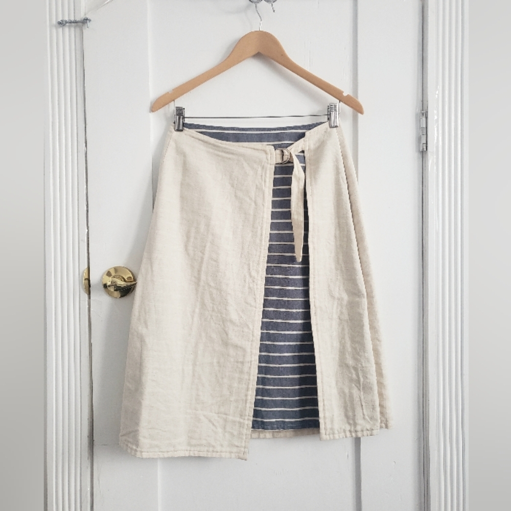 Le minor Linen and Cotton Reversible Striped Sailor Skirt Size 38